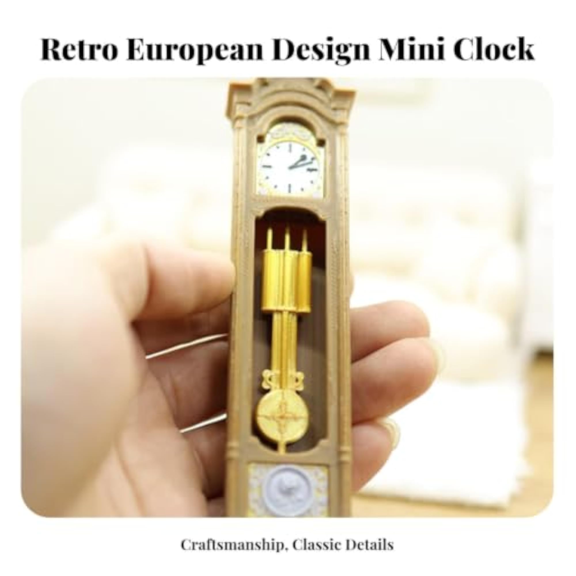 Highly Detailed 1:12 Scale Dollhouse Pendulum Clock, Realistic Decoration